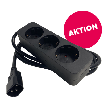 USV-Kaltgeräteadapter, Kaltgeräte-Stecker (C14 10A) - 3 x Schutzkontakt-Buchse
