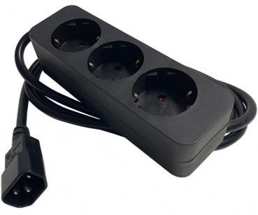 USV-Kaltgeräteadapter, Kaltgeräte-Stecker (C14 10A) -> 3 x Schutzkontakt-Buchse